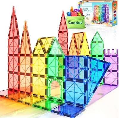 Produktbild von Magnetische Fliesen Kinderspielzeug Magnet Spielzeug für Kleinkind Magnetische Blöcke Bauspielzeug Vorschule Lernen Sensorische Montessori Spielzeug