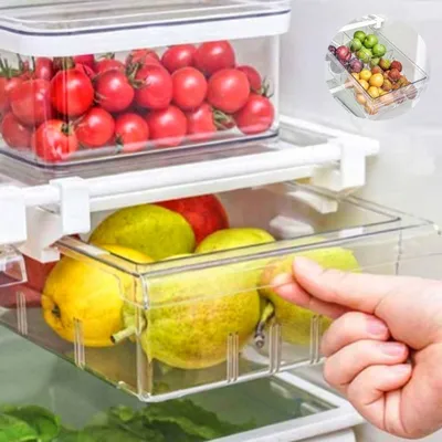 Produktbild von transparenter Kühlschrank-Organizer, Aufbewahrung für Lebensmittel/Getränke, Lebensmittelbehälter.