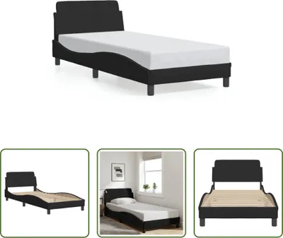 Produktbild von The Living Store Bettgestell mit Kopfteil Schwarz 90x190 cm Stoff