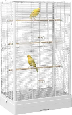Imagen del producto de Jaula para pájaros canarios con puertas, de 61x36,5x98 cm, color blanco