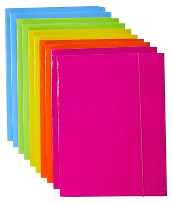 Imagen del producto de Carpeta de cierre favorito con 3 pestañas y goma elástica, formato A4, colores surtidos. Paquete de 12 unidades.