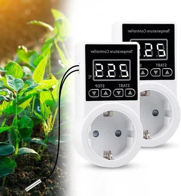Immagine prodotto di Termostato digitale con sensore - Interruttore termico impermeabile - Termostato intelligente per serra - Contenitore in vetro