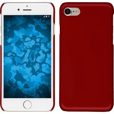 Produktbild von PhoneNatic Case kompatibel mit Apple iPhone 8 - Hülle rot gummiert Hard-case + 2 Schutzfolien