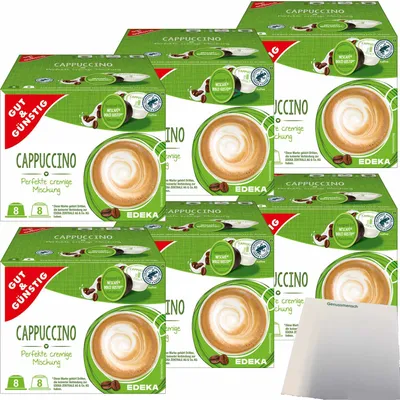 Produktbild von G&G Cappuccino Kaffeekapseln geeignet für Nescafe Dolce Gusto 6er Pack (6x8 Portionen) + usy Block