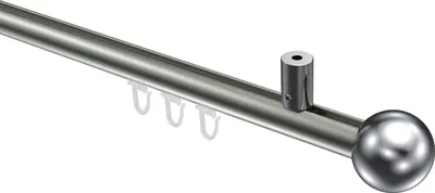 Produktbild von Interdeco Innenlaufstange / Gardinenstange mit Innenlauf Edelstahl-Optik / Chrom, Typ Sonius Luino (Kugel) Deckenmontage, 20 mm Ø 1-läufig, 200 cm