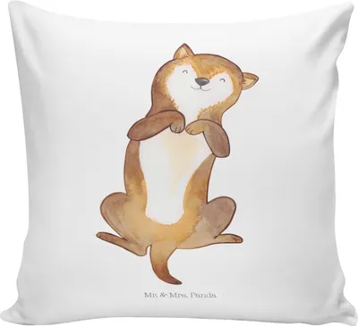 Produktbild von Mr. & Mrs. Panda kuschelkissen 40x40 Hund Streicheln - Weiß - Geschenk, Sofakissen, Sofa Kissen, Sprüche, bedruckt, Süß, Bauch, Hunde, Hundeliebe