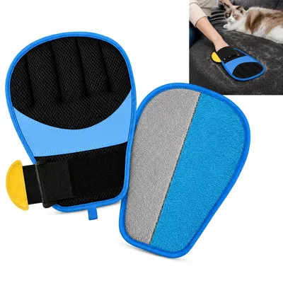 Produktbild von Tierhaarentferner Handschuh 2er Set, Fellpflege Handschuh für Katze & Hund, wiederverwendbarer 5-Finger Anti Haar Handschuh für Möbel, Sofa & Auto Reinigung