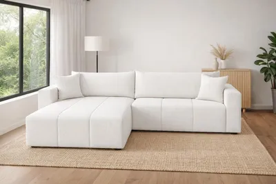 Produktbild von Ecksofa ALVEO – L-Form mit Schlaffunktion, Bettkasten & universeller Ottomane