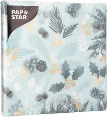 Obrázok produktu pre Papstar obrúsky Modré Vianoce 3-vrstvové 33 x 33 cm 20 kusov