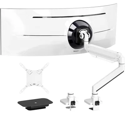 Produktbild von Monitor Tischhalterung für 17"-57" Bildschirme, bis 27 kg, Aluminium mit Gasfeder, VESA 75x75-200x200, Weiß
