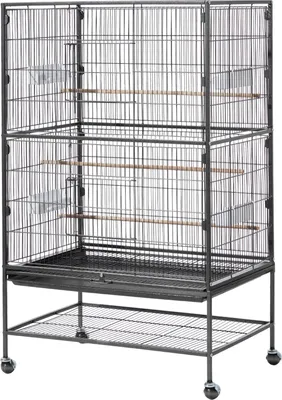 Obrázek produktu pro SucceBuy Velká klec pro ptáky z tepaného železa, 800 x 520 x 1320 mm, s bidýlky, vyjímatelnou miskou, plastovými krmítky a kolečky, vhodná pro papoušky, sýkorky, andulky a kanárky