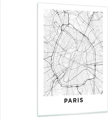 Produktbild von Bilder auf glas - Einteilig - Stadt Karte Paris - 80x120cm - Glasbilder - Wandbilder - Bilder - zum Aufhängen bereit - Wanddekoration aus Glas - Glas Bilder - Wandbild auf Glas - GPA80x120-4868