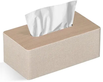 Imagen del producto de Solidchoice - Soporte para cajas de pañuelos, hecho de cuero sintético (PU) - Beige