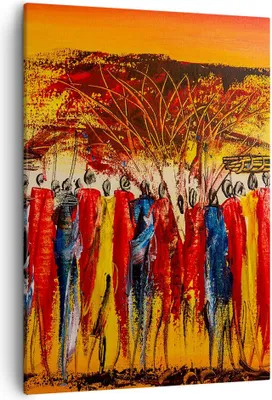 Produktbild von Bild auf Leinwand - Leinwandbild - Einteilig - Afrika Stamm - 50x70cm - Wand Bild - Wanddeko - Wandbilder - Leinwanddruck - Kunstdruck - Wanddekoration - Leinwand bilder - Wandbild - PA50x70-3752