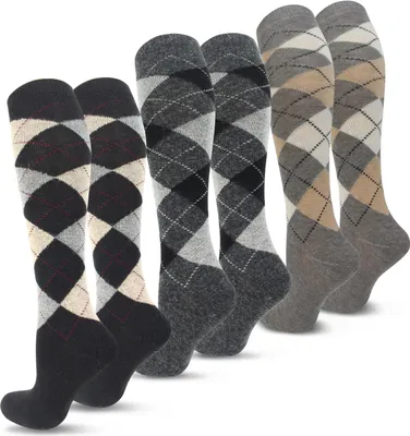 Produktbild von normani 3 Paar Alpakakniestrümpfe Karo-Design