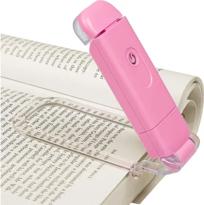 Produktbild von Leselampe Buch Klemme, USB Wiederaufladbare Klemmleuchte für Lesen im Bett, 2 Helligkeitsstufen Leselicht, Warmweißes Buchlampe, Geschenk für Kinder und Bücherwürmer Rosa