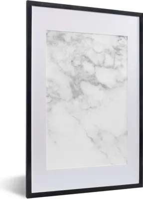 Produktbild von MuchoWow® Gerahmtes Poster Marmor - Weiß - Grau - Luxus - Marmoroptik - Stein 40x60 cm - Poster mit Schwarzem Bilderrahmen Wandposter Rahmen Foto Bilder - Poster in Rahmen