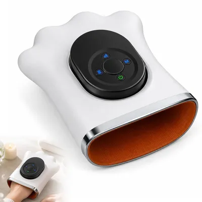 Produktbild von Handmassagegerät mit Wärme & Luftdruck, 8 Kammern, 6 Programme, 3 Intensitäten, 2000mAh Akku, Timer – kabellose Akupressur für Finger & Handgelenk