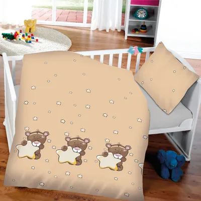 Obrázek produktu pro Dětské dvoudílné povlečení ( 100x135cm / 40x60cm ), 100% bavlna - dětské povlečení s motivem medvídka s hvězdou