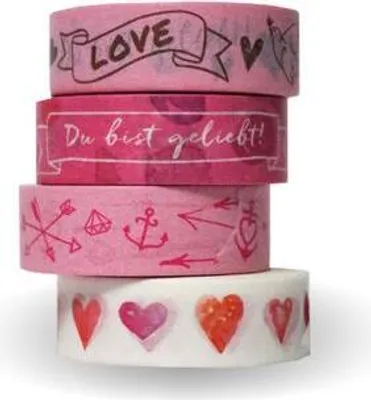 Produktbild von Washi Tapes Set rosa "Du bist geliebt"