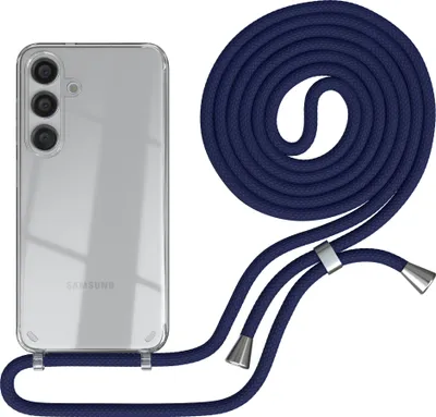 Produktbild von EAZY CASE Handykette kompatibel mit Samsung Galaxy S24, Handyhülle mit Umhängeband, Handykordel, Schutzhülle Clear, Band in Blau