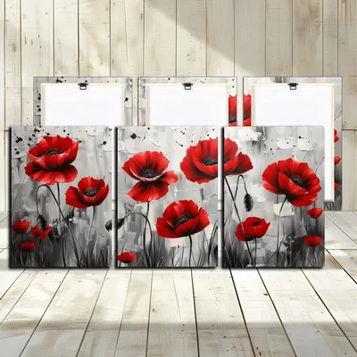 Produktbild von Leinwand Wanddekoration mit Roten Blumen