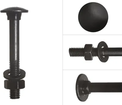 Produktbild von Schlossschrauben mit Mutter und Scheibe verzinkt schwarz M8 x 60 mm - Pro 25 Stück