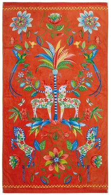 Produktbild von Pip Studio Curio Beach Strandtuch Farbe Orange Größe 100x180cm AL