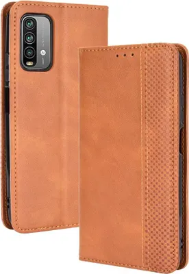Produktbild von Xiaomi Redmi 9T Hülle - Coverup Vintage Style Klapphülle - Braun