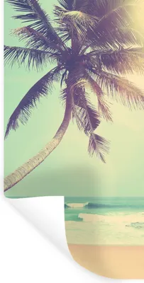 Produktbild von MuchoWow® Wandtattoo Wandsticker Wandaufkleber Retro - Palme - Sonne - Sommer 80x160 cm Selbstklebend und Repositionierbar - Sticker - Dekorfolie