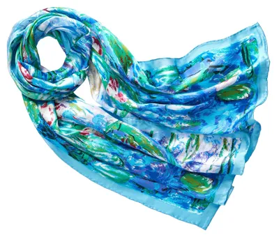 Produktbild von Omgoods – Langer Seidenschal mit Van Gogh-Motiv – Modeaccessoire für Damen