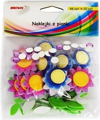 Immagine prodotto di Naklejki piankowe kwiatki z cyrkoniami 48 sztuk + 20 sztuk