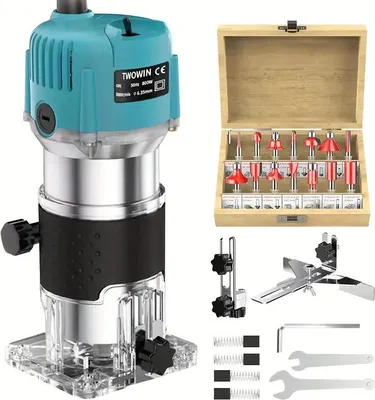 Obrázek produktu pro Frézka na dřevo – horní frézka/hranolová frézka, 18 V akumulátor – 800 W – bezkartáčový motor – akumulátorové ruční nářadí – modrá