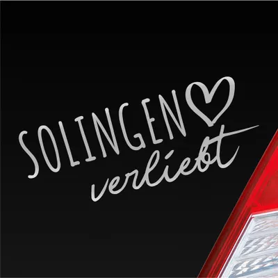 Produktbild von Auto Aufkleber Solingen verliebt Herz Stadt Heimat Liebe Car 19x7 cm Silber Sticker Heckscheibenaufkleber