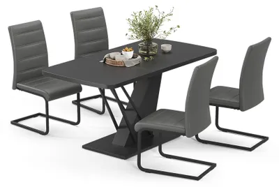 Zdjęcie produktu dla Stół jadalny Vicco Fenaro Czarny 120 x 80 cm z 4 krzesłami do jadalni, szare, Model 62997