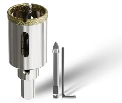 Produktbild von Glasbohrer Holzsäge 28 mm, 2 Zentrierbohrer, Diamantschneide, für Glas, Fliesen, Keramik