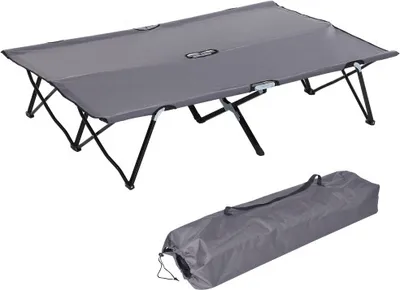 Produktbild von Klappbares Campingbett Grau 193x125x40cm Fuer 2 Personen Mit Tragetasche Feldbett Bis 136?kg Belastbar Stahlrahmen Feldbett Outdoor Reisen