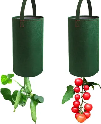 Produktbild von Pflanzsack hängend 2 Stück, Erdbeer & Tomaten Pflanzbeutel, platzsparend für Balkon & Terrasse, atmungsaktiv & wiederverwendbar