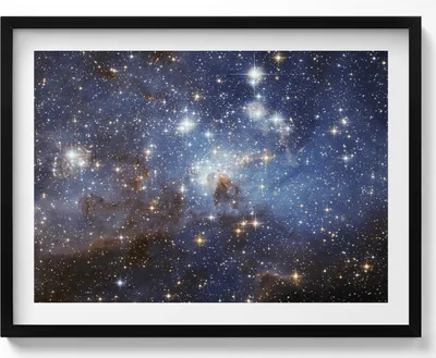 Produktbild von Himmel und Sterne Kosmos– Wandbild mit Rahmen – Gerahmtes Bild  – Wanddekoration – 80x60 cm –  Schwarz Rahmen