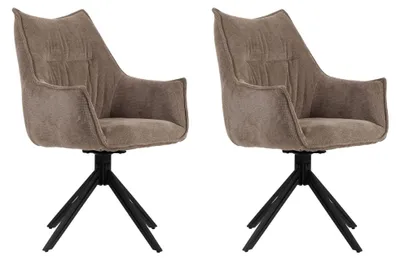 Produktbild von Esszimmerstuhl 2er Set Ginosa braun mit Armlehnen & drehbarem Sitz – gepolstert