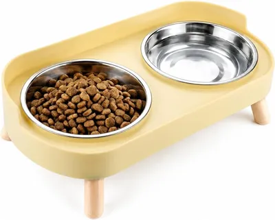 Image de Ensemble de deux gamelles surélevées pour chats, en acier inoxydable, antidérapantes
