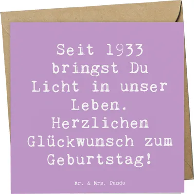 Produktbild von Mr. & Mrs. Panda Grußkarte Spruch 1933 Geburtstag - Lavendeltraum - Geschenk, Glückwunschkarte, Nostalgie, anlasskarte, Geburtstagsgeschenk, doppelkarte, Klappkarte