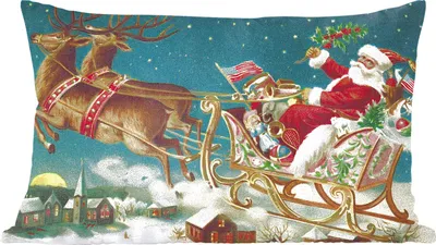 Produktbild von MuchoWow® Zierkissen Sofakissen Wohnzimmer Dekokissen 50x30 cm Weihnachten - Winter - Vintage - Wohnzimmerdekoration - Polster mit Photo