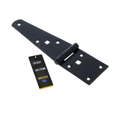 Produktbild von NAJDER Tür-Scharnier 2 Stück, Türband, für massive Türen innen und außen, Edelstahl Scharniere, Türangeln, Türscharnier Beschlag, Schräges Konstruktionsscharnier 150x75mm, schwarz lackiert RAL 9005