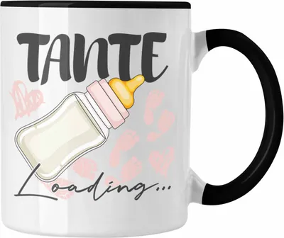 Produktbild von Trendation - Tante Loading Tasse Werdende Tante Schwangerschaft Ankündigung Schwester (Schwarz)