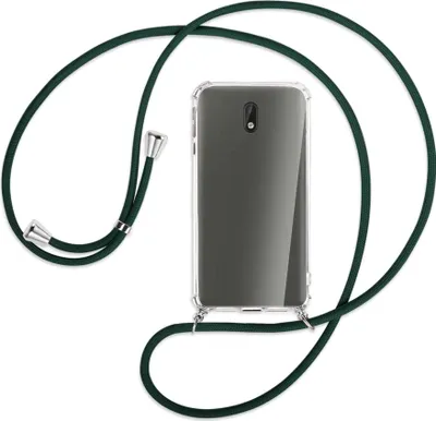 Produktbild von Handykette Backcover-Schutzhülle mit Band (Metall silberfarben) für Nokia 3 - dunkelgrün