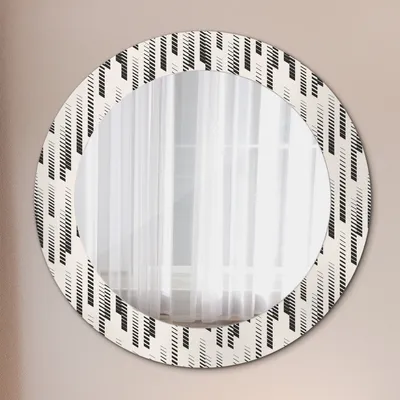 Produktbild von Modern Spiegel - Wandspiegel Design Wandmontage – Badspiegel mit Aufdruck - Rundspiegel - Streifen Muster - Runder: Ø60 cm