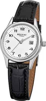 Image de Regent Montre femme noire analogique F-833 Bracelet cuir D2URF833