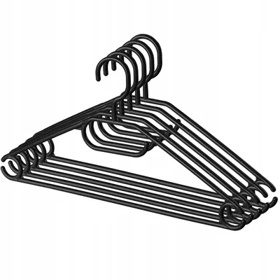 Produktbild von KADAX Kleiderbügel aus Kunststoff, 5 Stück, 360°drehbarer Haken, eingekerbte Schultern (Schwarz)