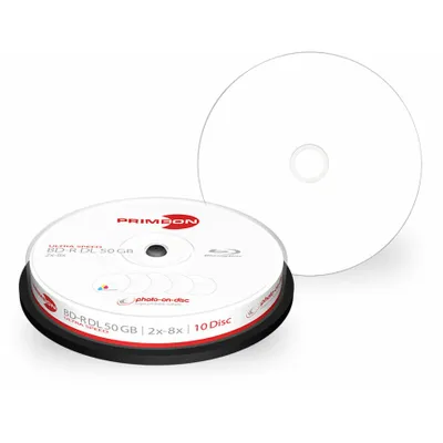 Produktbild von BD-R DL 50GB/2-8x, Ultra Speed, Cakebox (10 Disc) photo-on-disc, Inkjet Full Size Printable Surface